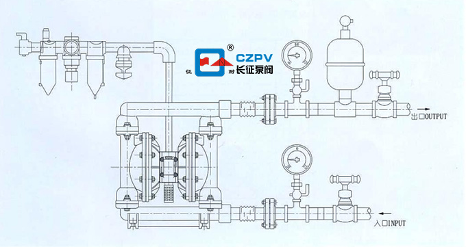 气动单向隔膜泵的安装图