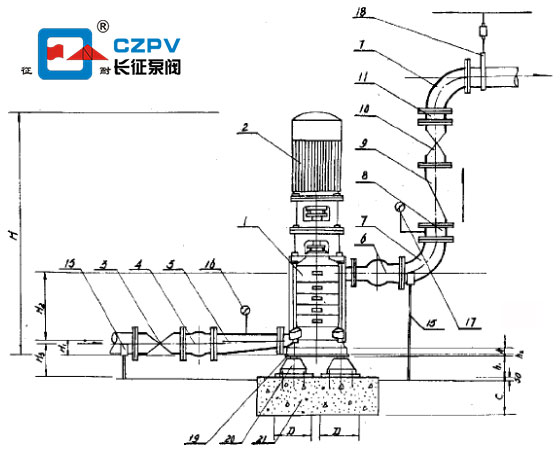 立式循环水泵的安装图