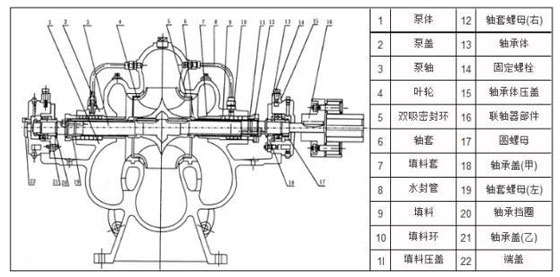立式双吸泵结构示意图