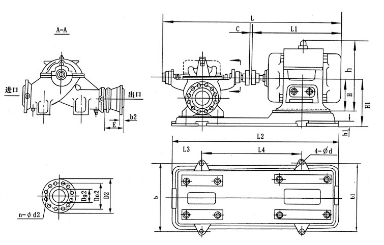 双吸泵安装尺寸图