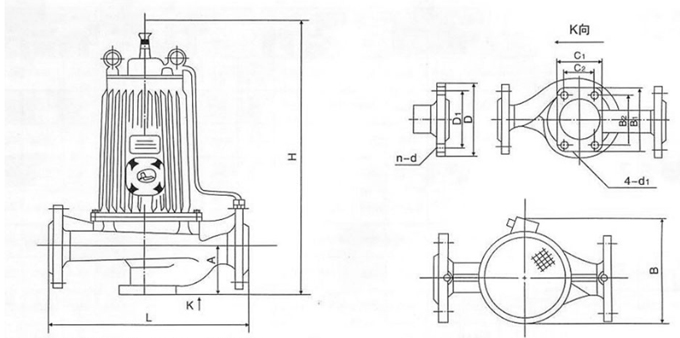 屏蔽管道泵安装尺寸图