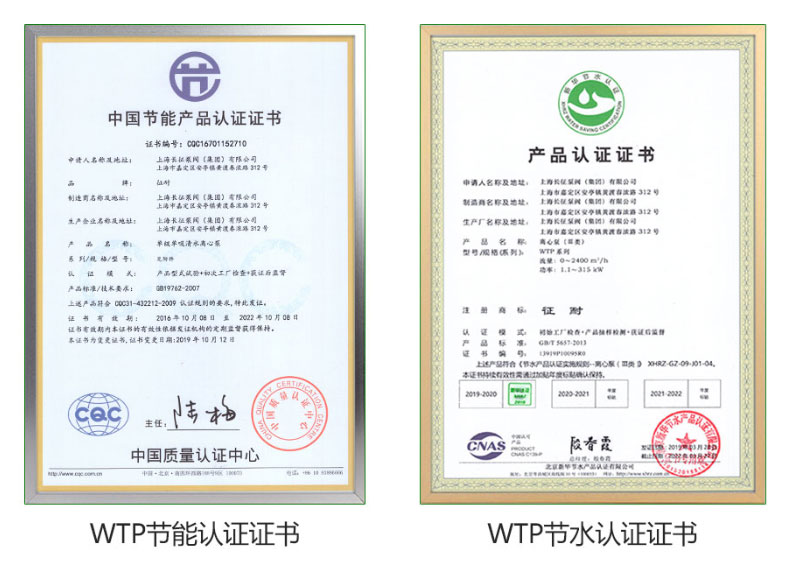 水泵厂家节能泵认证证书