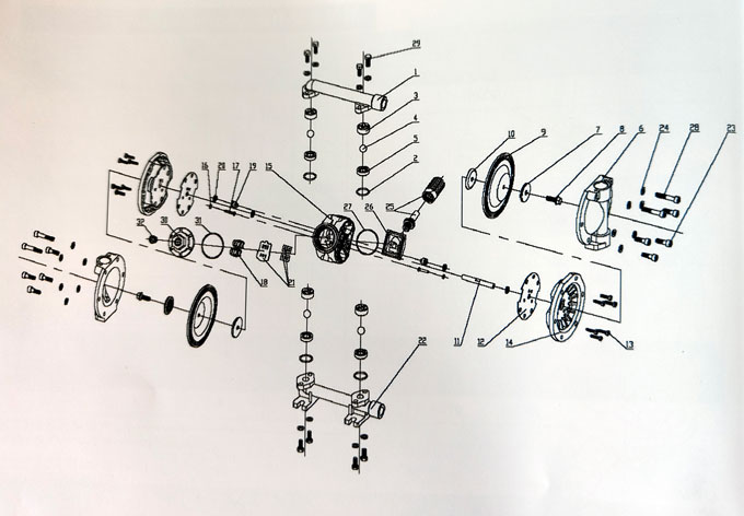 单向气动隔膜泵拆解图