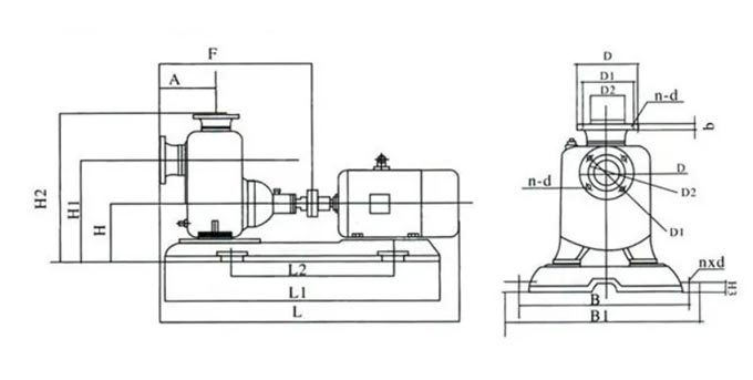 ZX自吸泵安装尺寸图