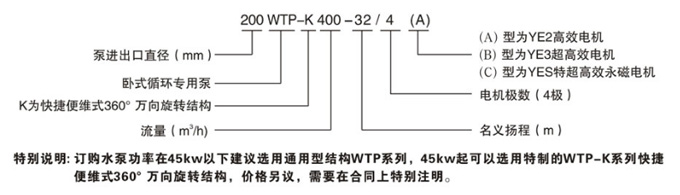 WTP卧式节能泵型号意义图