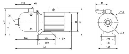 轻型卧式多级泵安装尺寸图