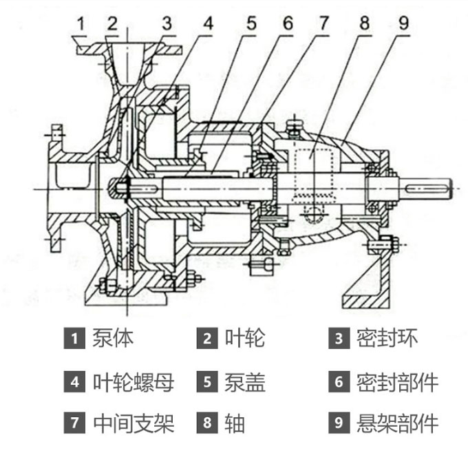 IH化工离心泵的结构图